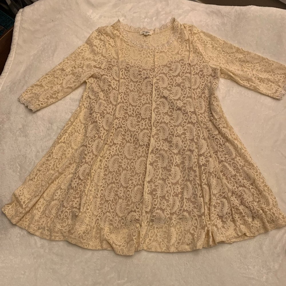 Umgee Ivory Lace Midi Dress - L